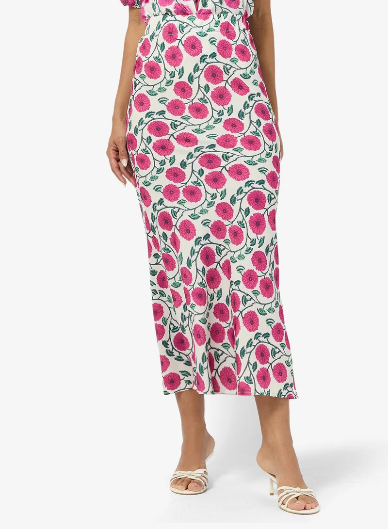 Ginger  Floral Print Tie Up Top & A Line Skirt Coord Set for Women | Best Price UAE